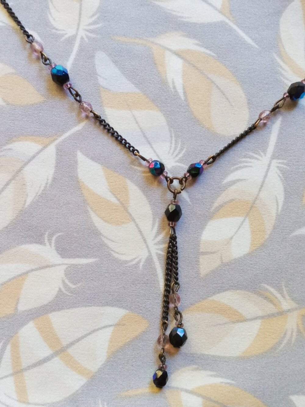 Y2k Dainty Y-drop Pendant Style Gunmetal Chain Gothic Victorian-inspired